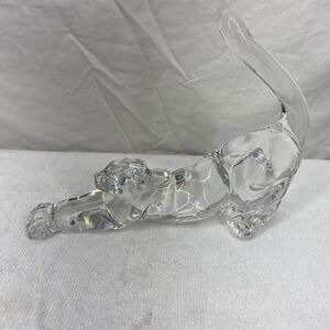 Lenox Fine Crystal Stretching Cat Figurine Clear Glass Made in Germany 1994